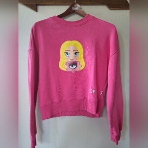 Chiara Ferragni Womens Pink Graphic Pullover Sweatshirt Size Small